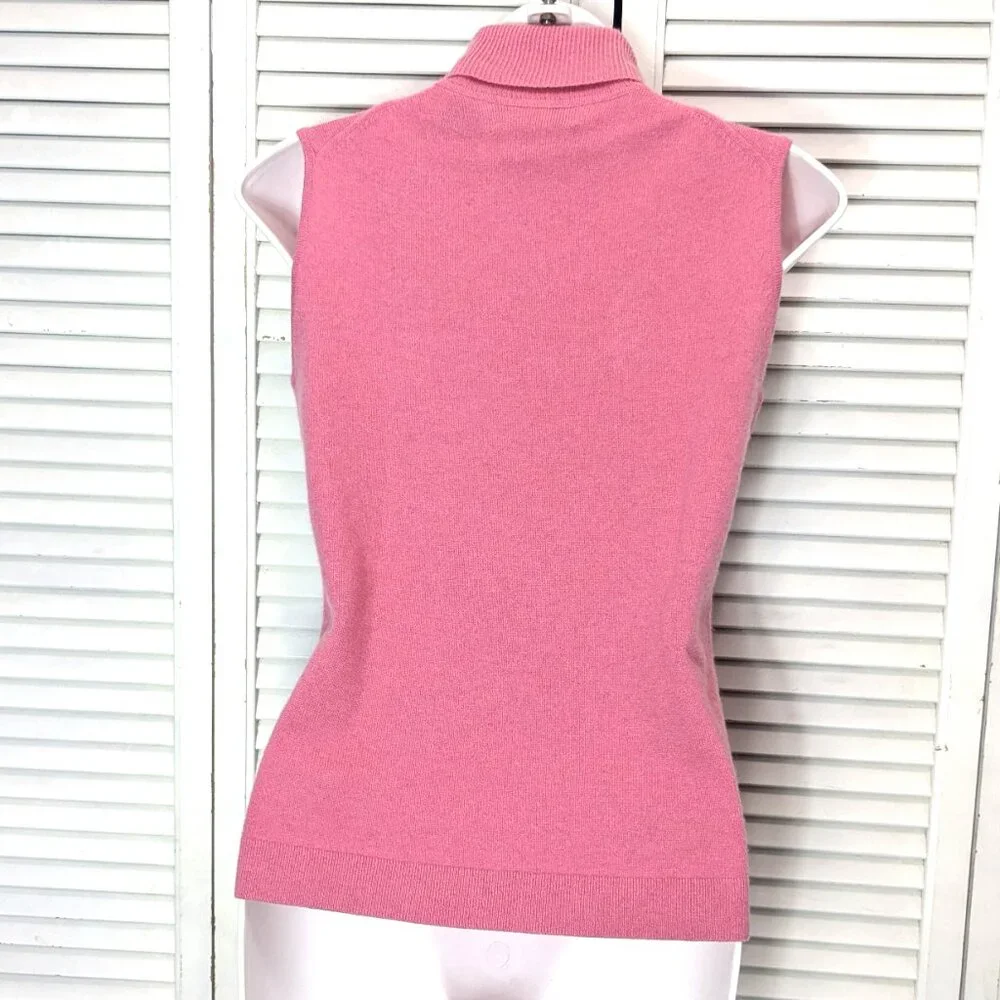 Cashmere Sleeveless Turtleneck Sweater Womans Small Light Salmon Pink Buchman - Picture 4 of 13